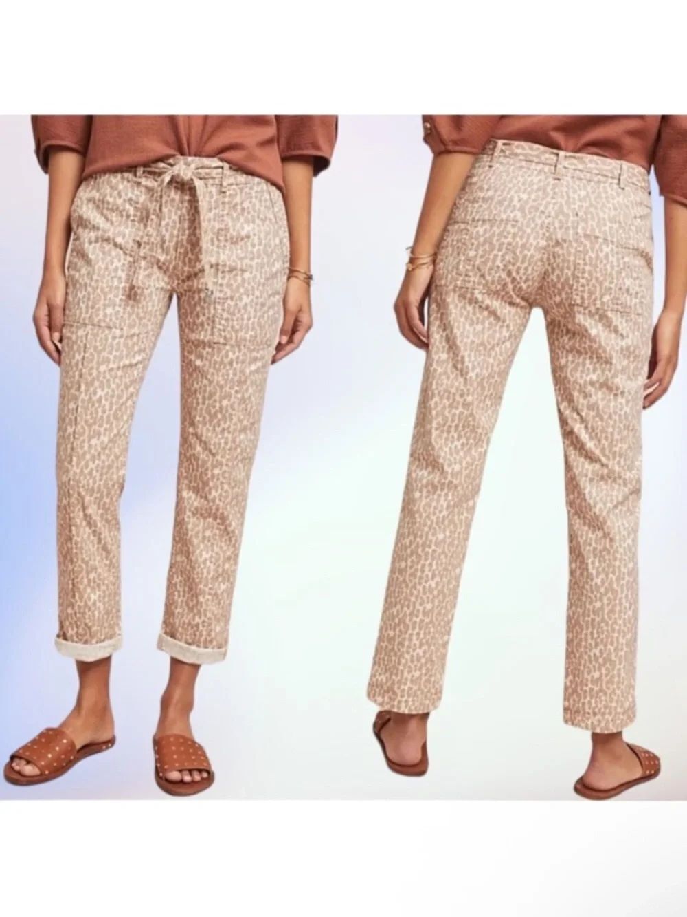 ANTHROPOLOGIE The Wanderer Animal Print Utility Pants 26